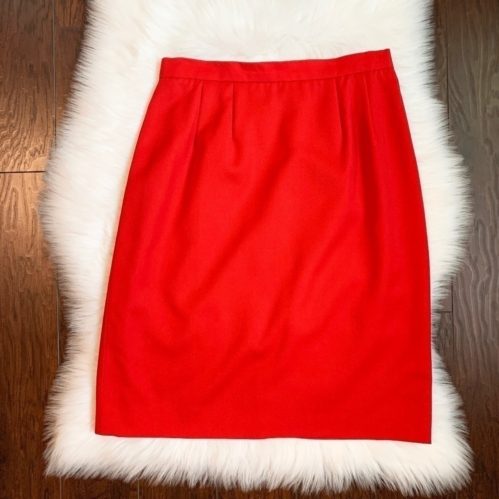 Doncaster 100% Wool Red Pencil Skirt